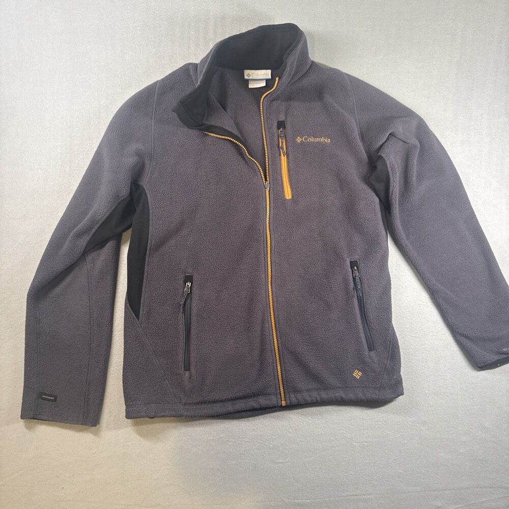 Columbia Men's Fleece Full Zip Regular Fit, Gray yellow Sz L